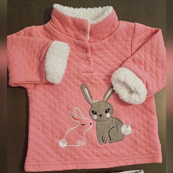 Other - 2 Piece Baby On Board Pink Quilted Toddler Pullover with Bunny Design Size 3-6 M
